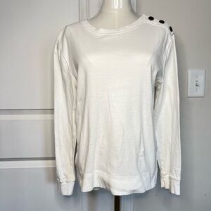LRL Women's White Button-Shoulder Top Sz XL
